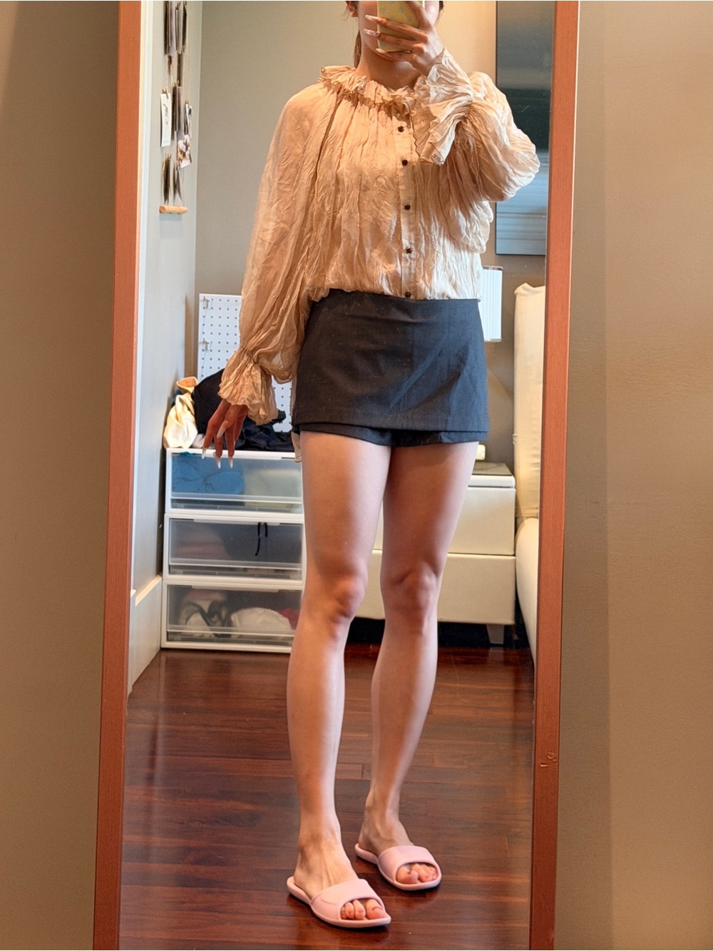 Women's Dark Gray Tailored Skort Shorts